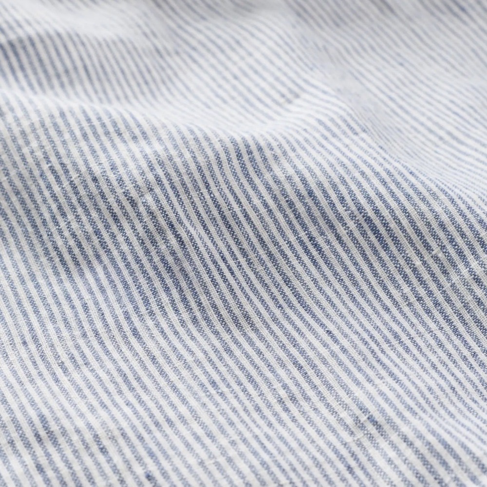 Quince 100% European Linen Pinstripe Button Front Shirt Blue White Womens M $80 - Picture 5 of 10
